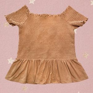 American Eagle Cropped Smock Mustard Yellow Off the Shoulder Top Size Medium